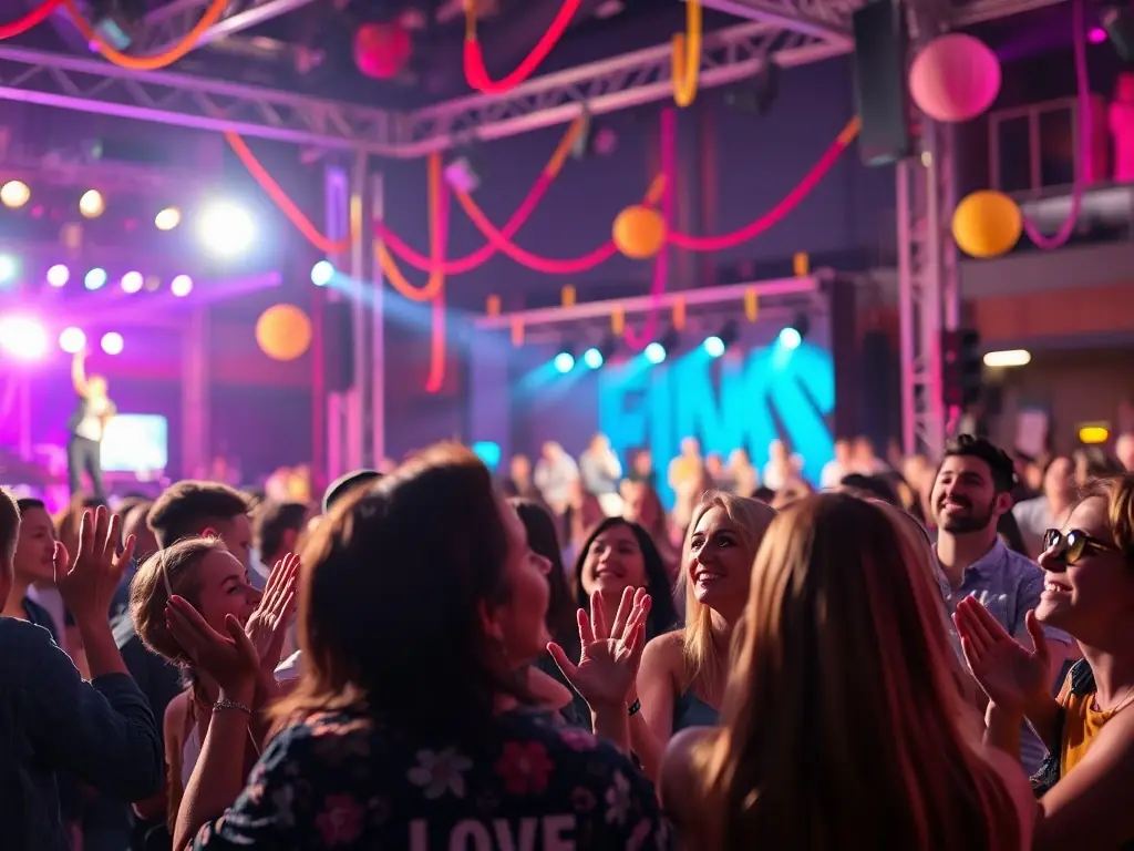 A dynamic image of a Vent d'Échange-supported live performance in a public space, capturing the energy and accessibility of the event.
