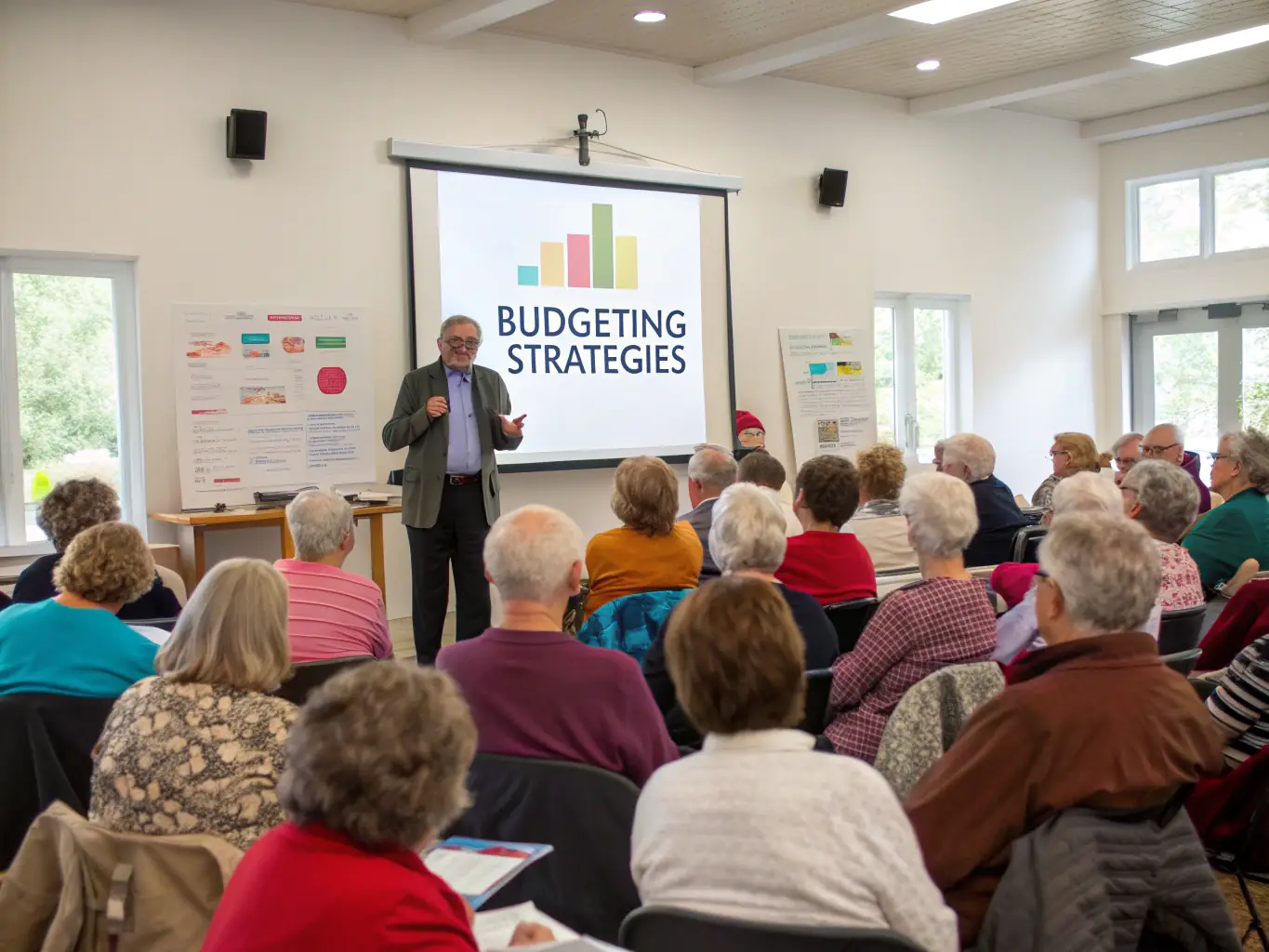 An image showing a group of retirees participating in a community health workshop, symbolizing UNIRC's commitment to retiree well-being.